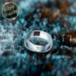 Christian Engagement Gifts With Bible Text Inlaid in Elegant Silver Ring by Nano Jewelry